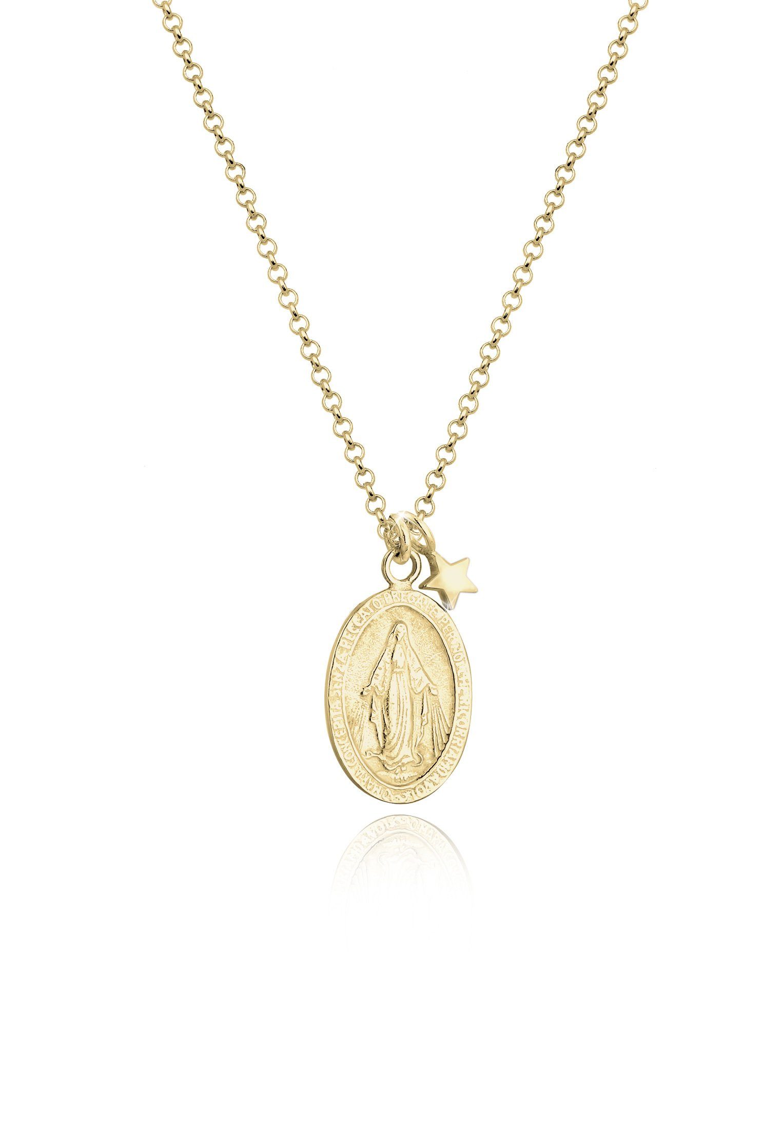 Elli Kette mit Anhänger Marienbild Stern Glaube 925 Sterling Silber