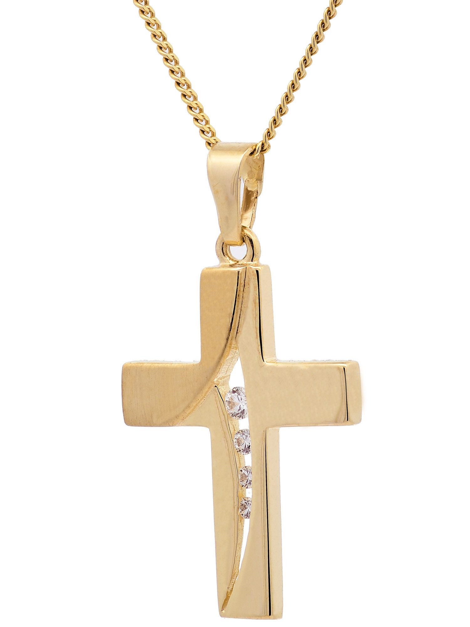 HOPLO Kettenanhänger Kettenanhänger Gold Anhänger Kreuz Zirkonia massiv 333 - 8 Karat Gold, Made in Germany