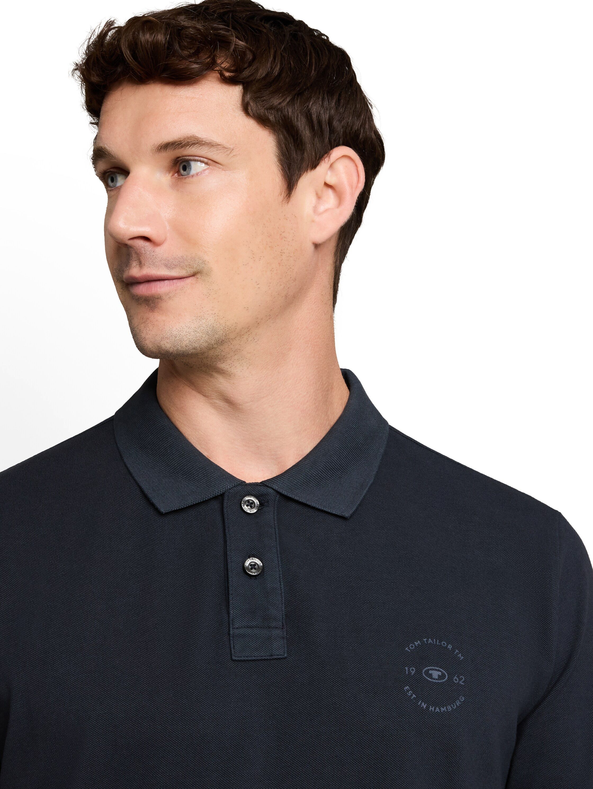TOM TAILOR Poloshirt Sommershirt mit kleinem Logo-Print