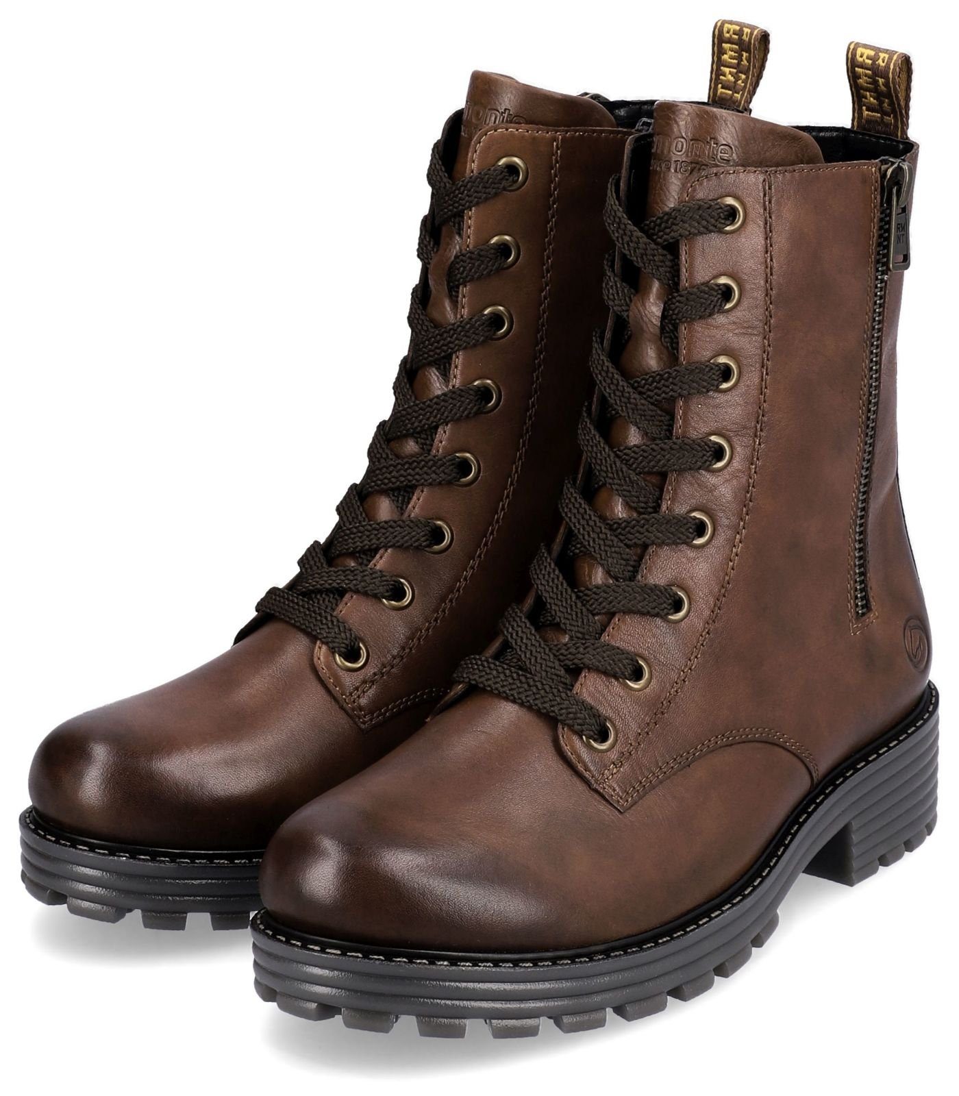 Glattleder Chestnut Remonte Schnürstiefelette Stiefelette