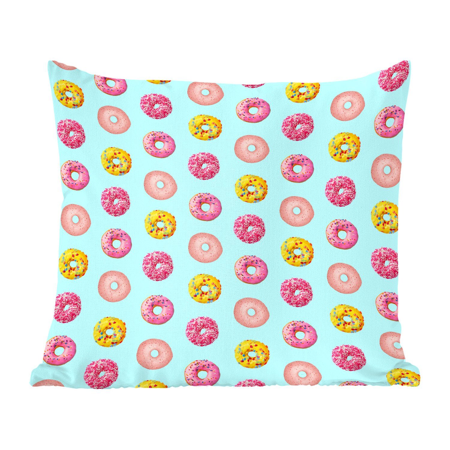 MuchoWow Dekokissen Farben - Muster Donut, Zierkissen - Schlafzimmer, Wohzimmer, für Sofakissen mit Deko, Füllung