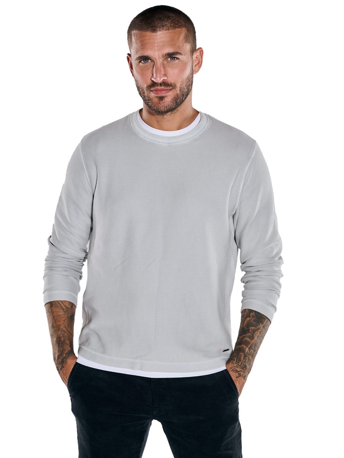 emilio adani Langarmshirt emilio adani Herren Пуловеры strukturiert, Hellgrau