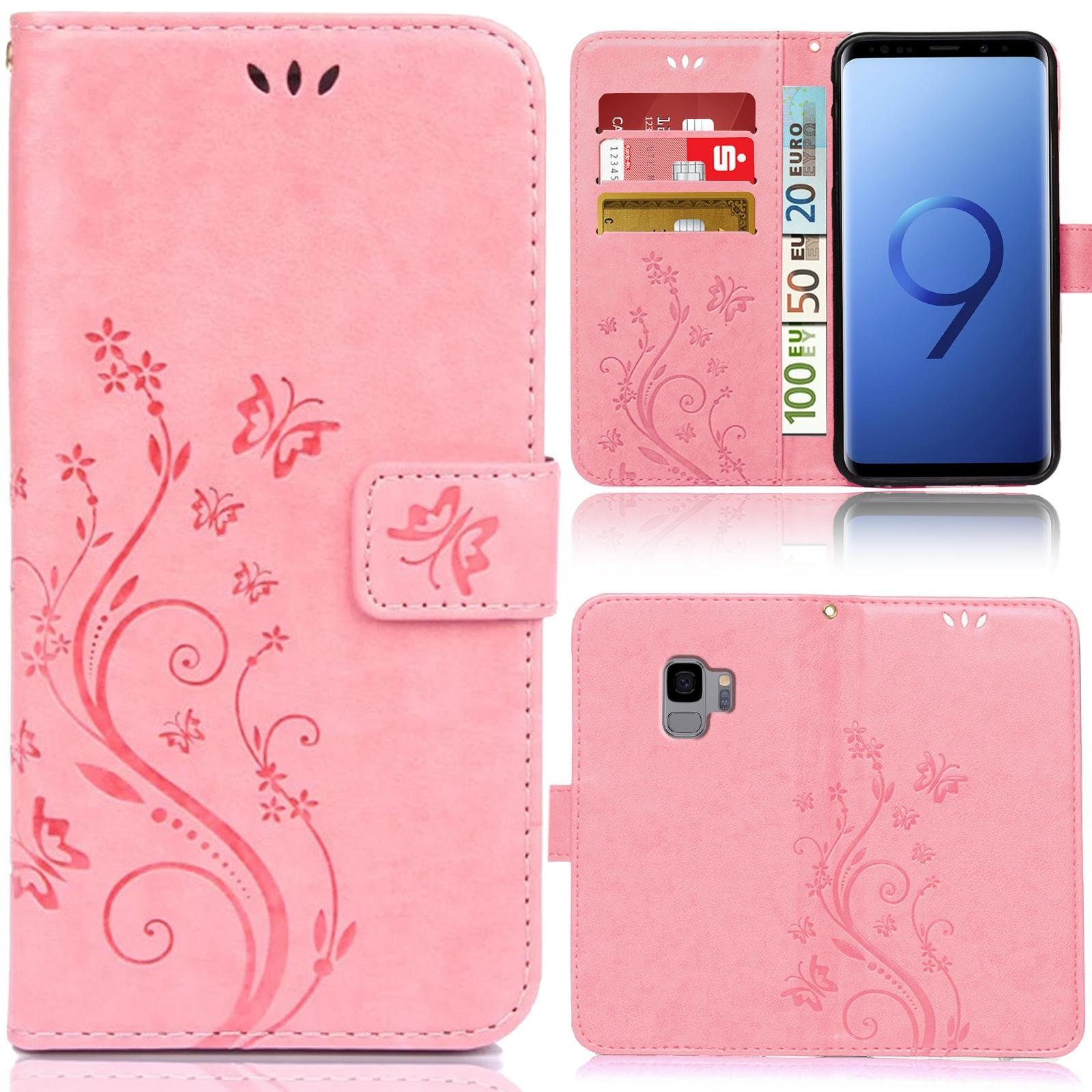 Numerva Handyhülle Bookstyle Flower für Samsung Galaxy S9, Handy Tasche Schutzhülle Klapphülle Flip Cover mit Blumenmuster