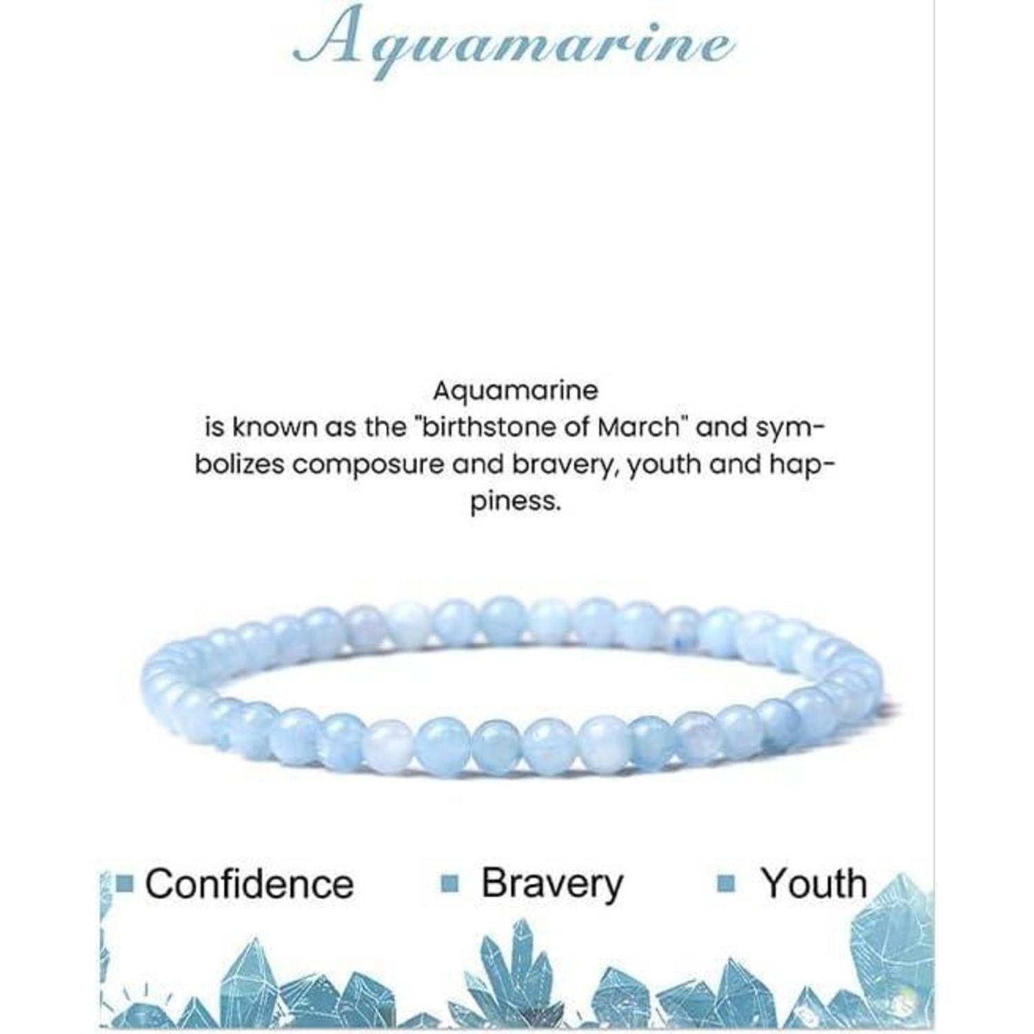 Perlenarmband Armband Naturstein Perlen 4mm Damen Geschenk Muttertag Aquamarin
