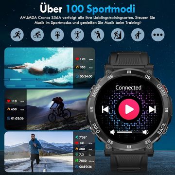AVUMDA Smartwatch (1,52 Zoll, Android, iOS), Herren mit Telefonfunktion, Benachrichtigung,Pulsuhr,blutdruckmessung