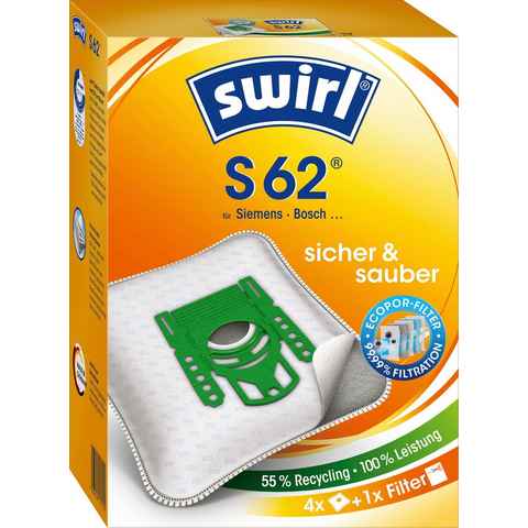 Swirl Staubsaugerbeutel S 62, passend für Siemens, Bosch, 4er- Pack