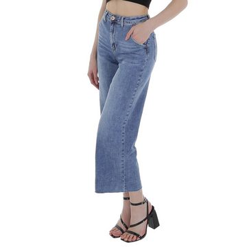 Ital-Design Relax-fit-Jeans Damen Freizeit Used-Look Stretch Relaxed Fit Jeans in Hellblau