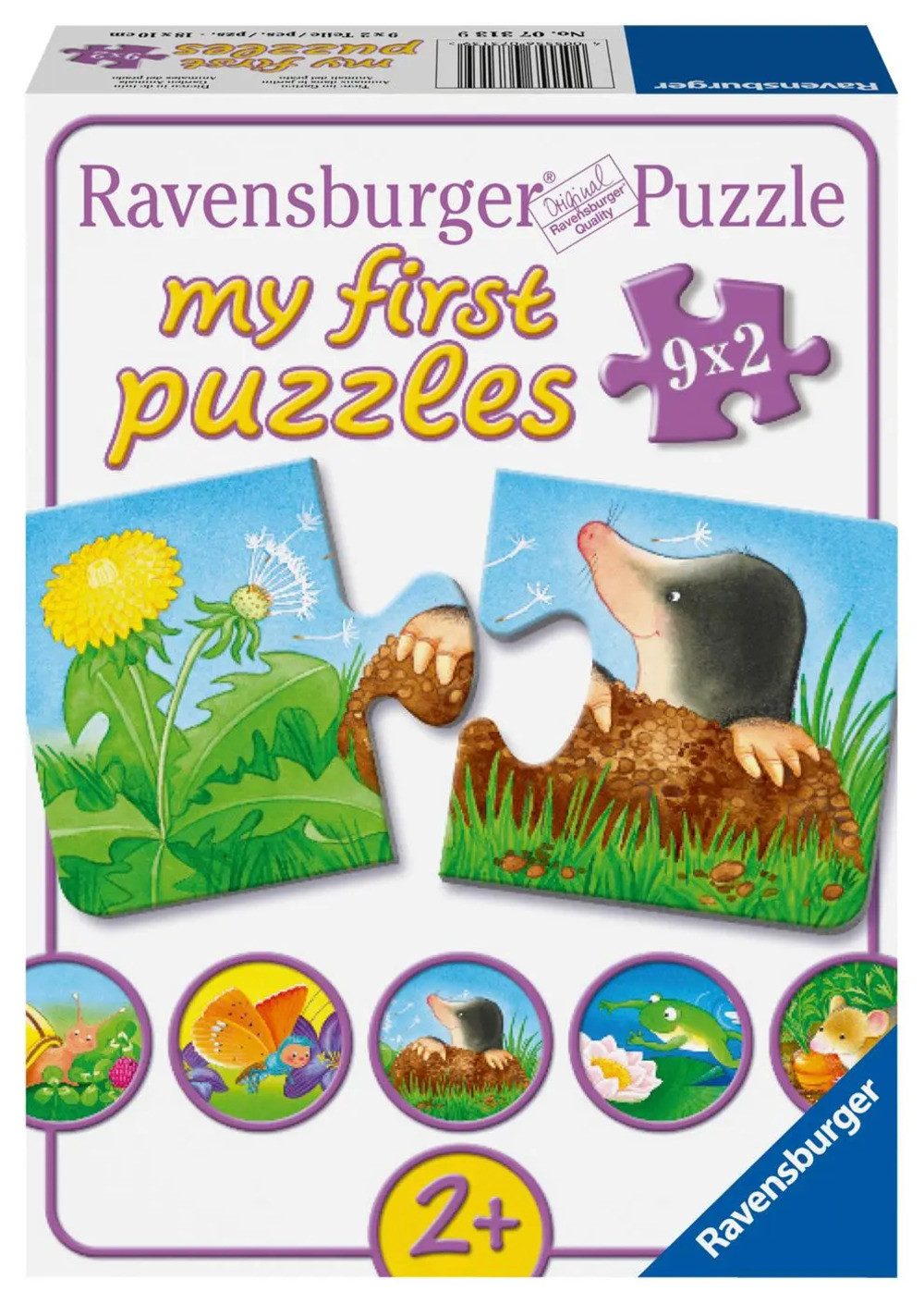 Puzzle Tiere im Garten. Puzzle 9 x 2 Teile
