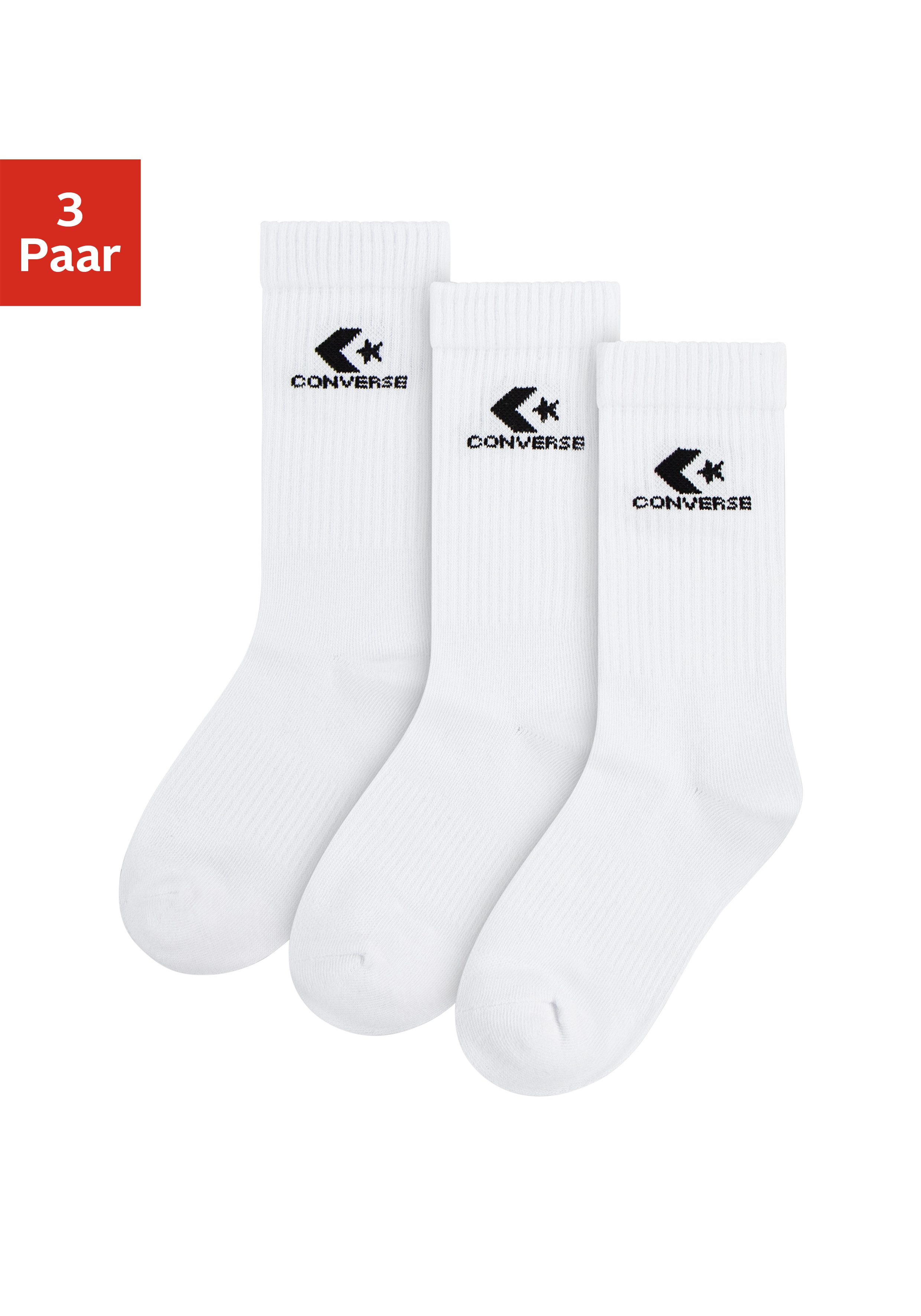 Converse Socken CHU 3PK LIGHTWEIGHT COTTON CRE (3-Paar) im 3er-Pack, weiches Strickmaterial, atmungsaktive Zehenpartie