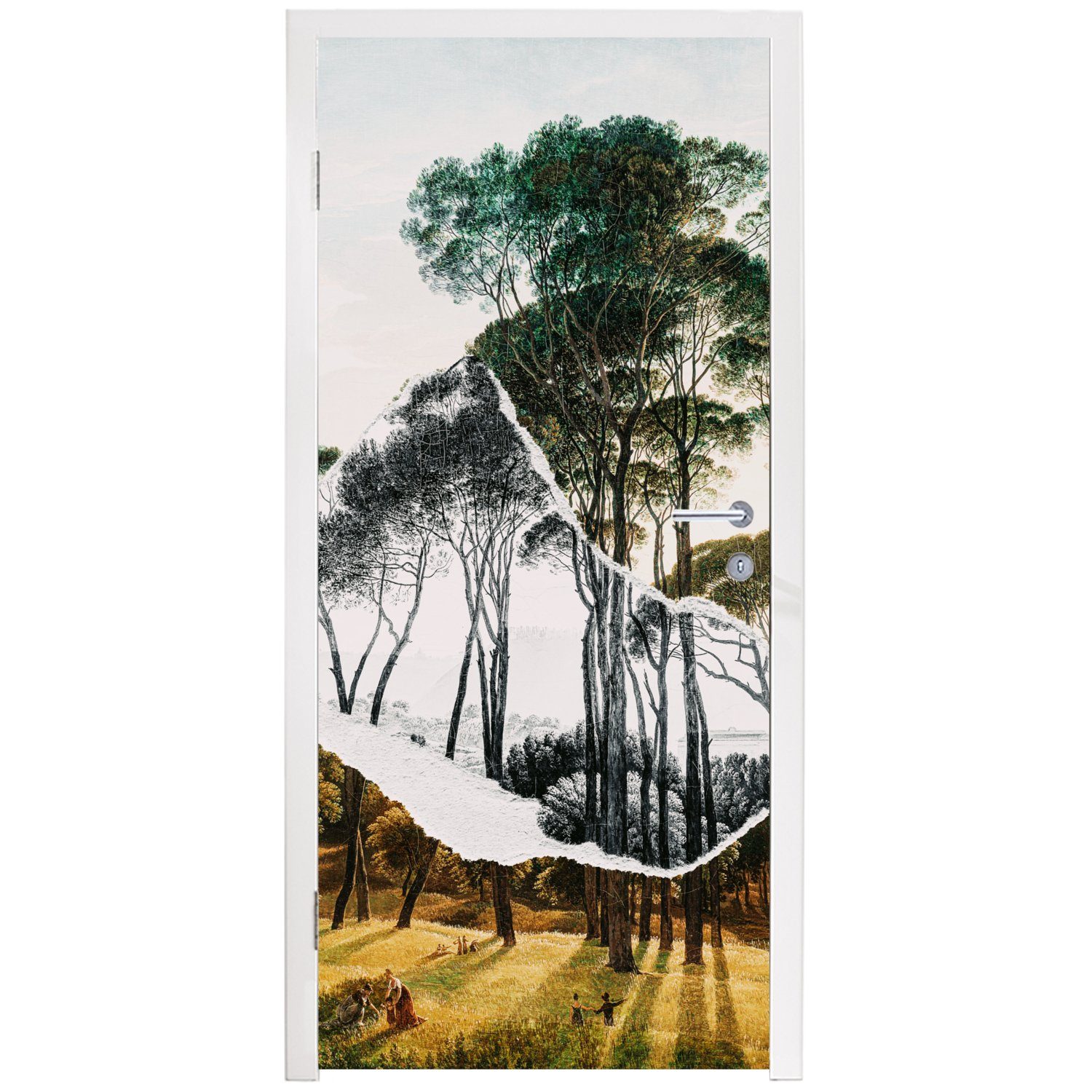 - Landschaft -, Kunst (1 Hendrik für 75x205 Italienische St), - Schirmkiefern bedruckt, Tür, Türtapete MuchoWow Fototapete Voogd Matt, Türaufkleber, cm