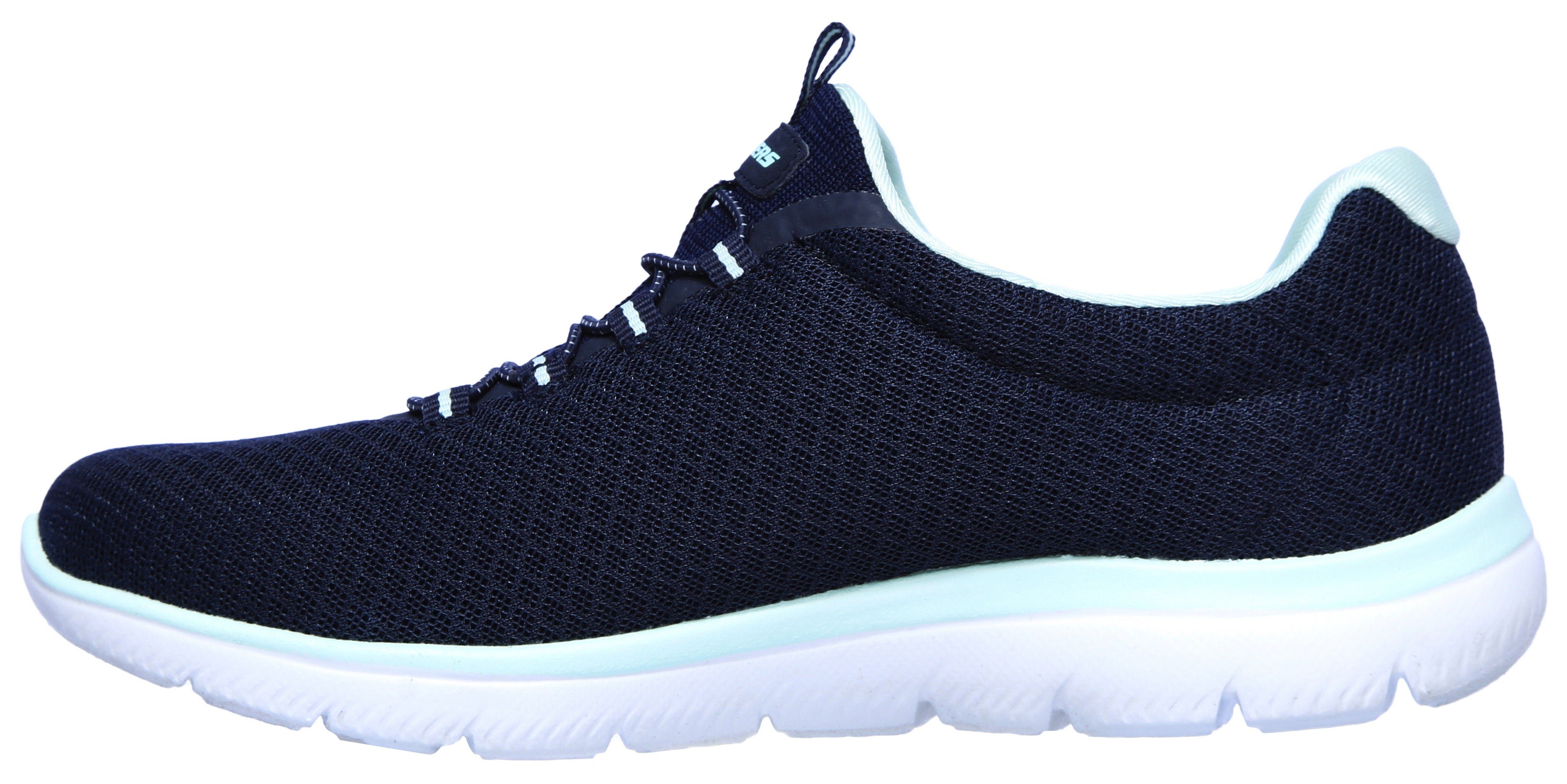 SUMMITS dezenten Kontrast-Details navy-mint mit Slip-On Sneaker Skechers