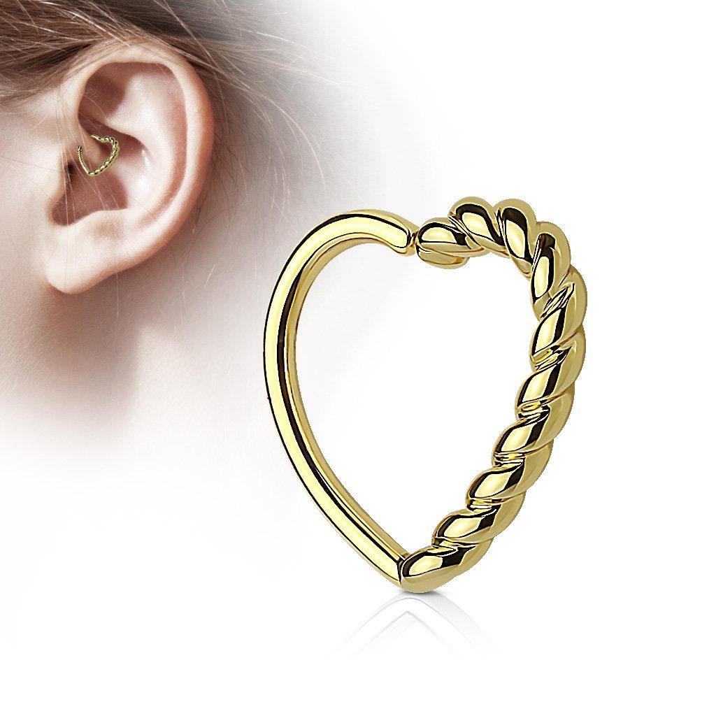 Herz Ohrpiercing Piercing-Set Cartilage Ring Herz geflochten für Gold Continuous Taffstyle Ring Tragus gedreht Knorpel Piercing Ohr Septum, Helix