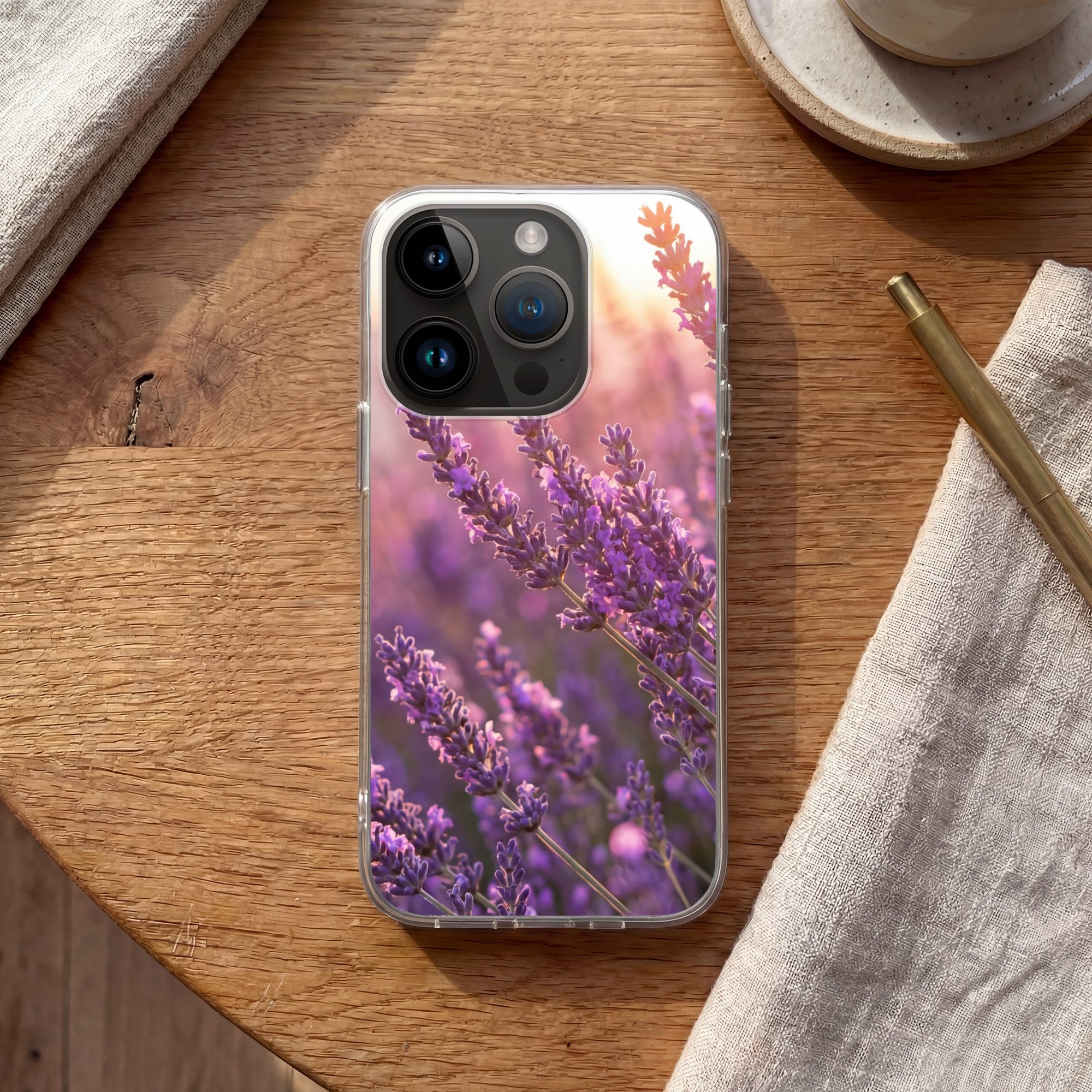 MuchoWow Handyhülle für Apple iPhone 14 Pro Lavendel - Lila - Sonnenlicht, Smartphone-Bumper, Print, Handy Schutzhülle Dünn