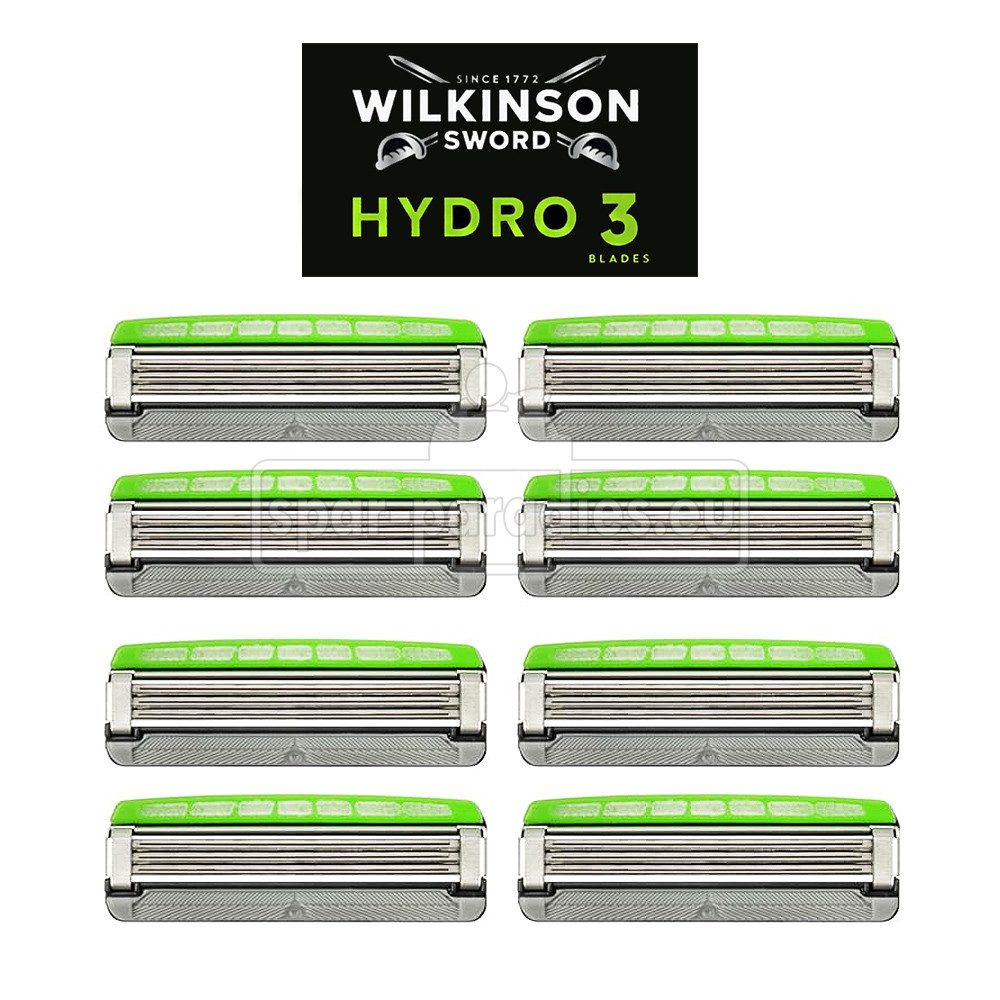 Wilkinson Rasierklingen Wilkinson Hydro 3 Hydrating Gel Rasierklingen, 8er Pack, 3-tlg., mit aufschäumenden Hautconditioner