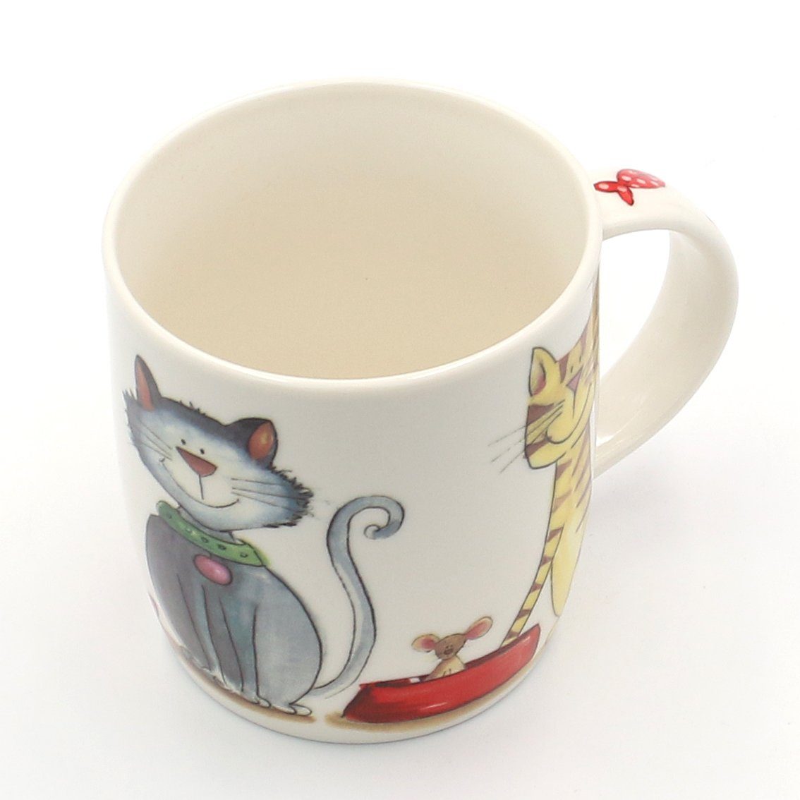 Tasse Kaffeebecher Porzellan / Kaffeetasse Porzellan Hunde aus grau Katze, Dekohelden24
