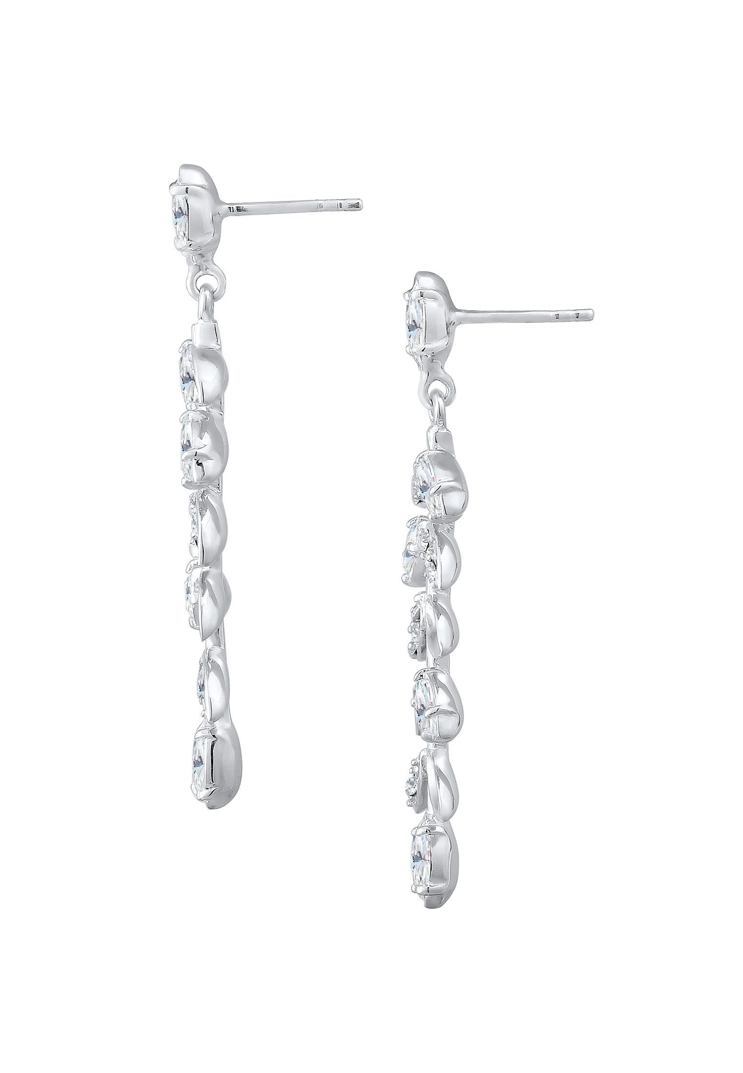 Silber Blatt Kristalle Premium Paar Ohrhänger 925er Elli Hänger