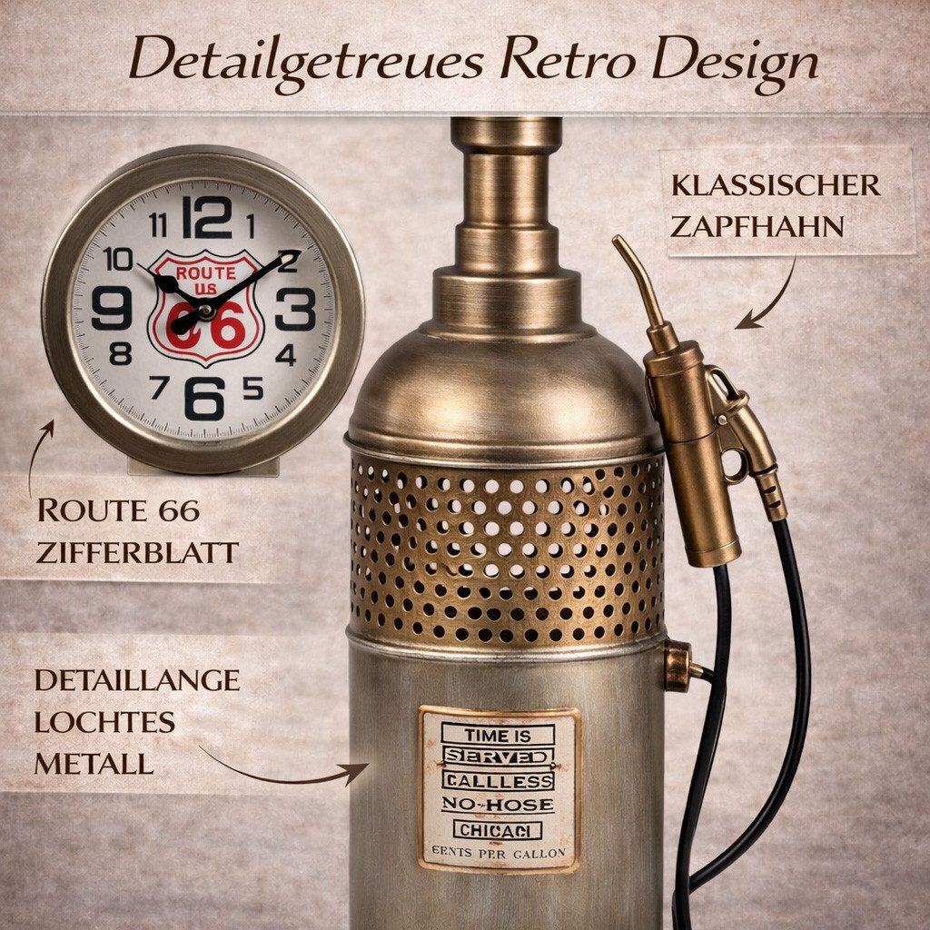 formano Wanduhr Metall Standuhr Zapfsäule Tischuhr nostalgisch Tankstelle Design