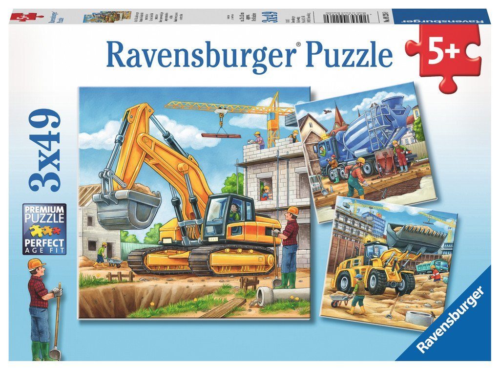 Ravensburger Puzzle 3 x 49 Teile Ravensburger Kinder Puzzle Große Baufahrzeuge 09226, 49 Puzzleteile