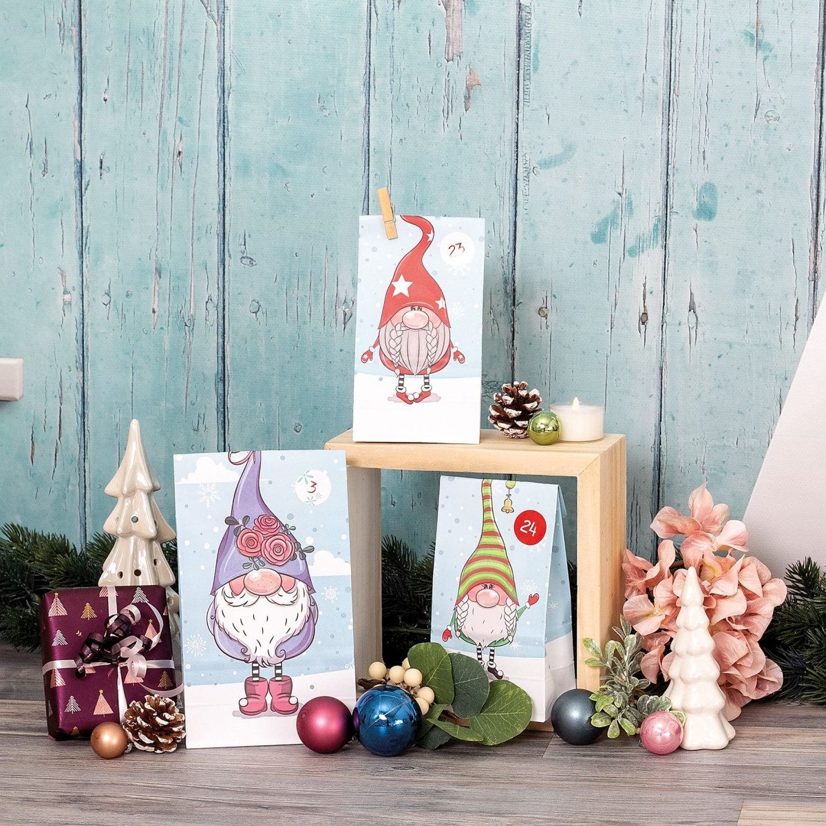 Thumbnail - Roth Ideen ewige Kalender Adventskalender 24 Adventstütchen 'Wichtel'