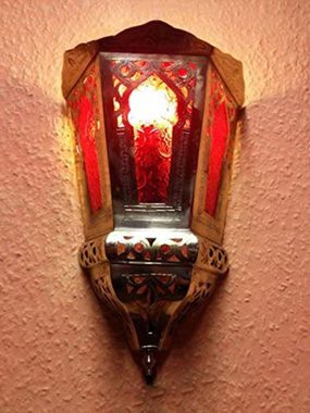 Marrakesch Orient & Mediterran Interior Wandleuchte Orientalische Lampe Wandleuchte Souraya Rot, ohne Leuchtmittel, Handarbeit