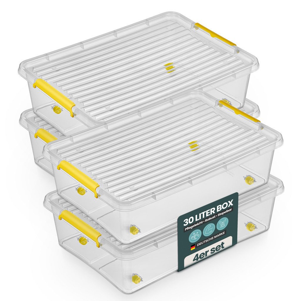 Kreher Aufbewahrungsbox Simple Store, in Transparent, rollbar, BPA-frei Set/Größe wählbar) (4 St)