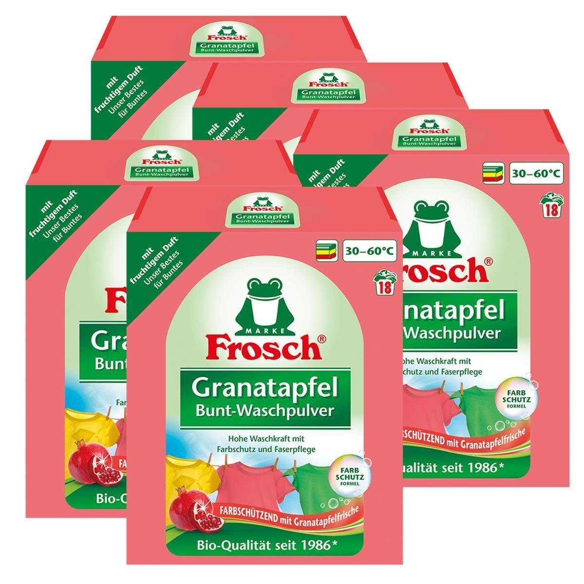 FROSCH Frosch Granatapfel Bunt-Waschpulver 1,35 kg - Mit fruchtigem Duft (5er Colorwaschmittel