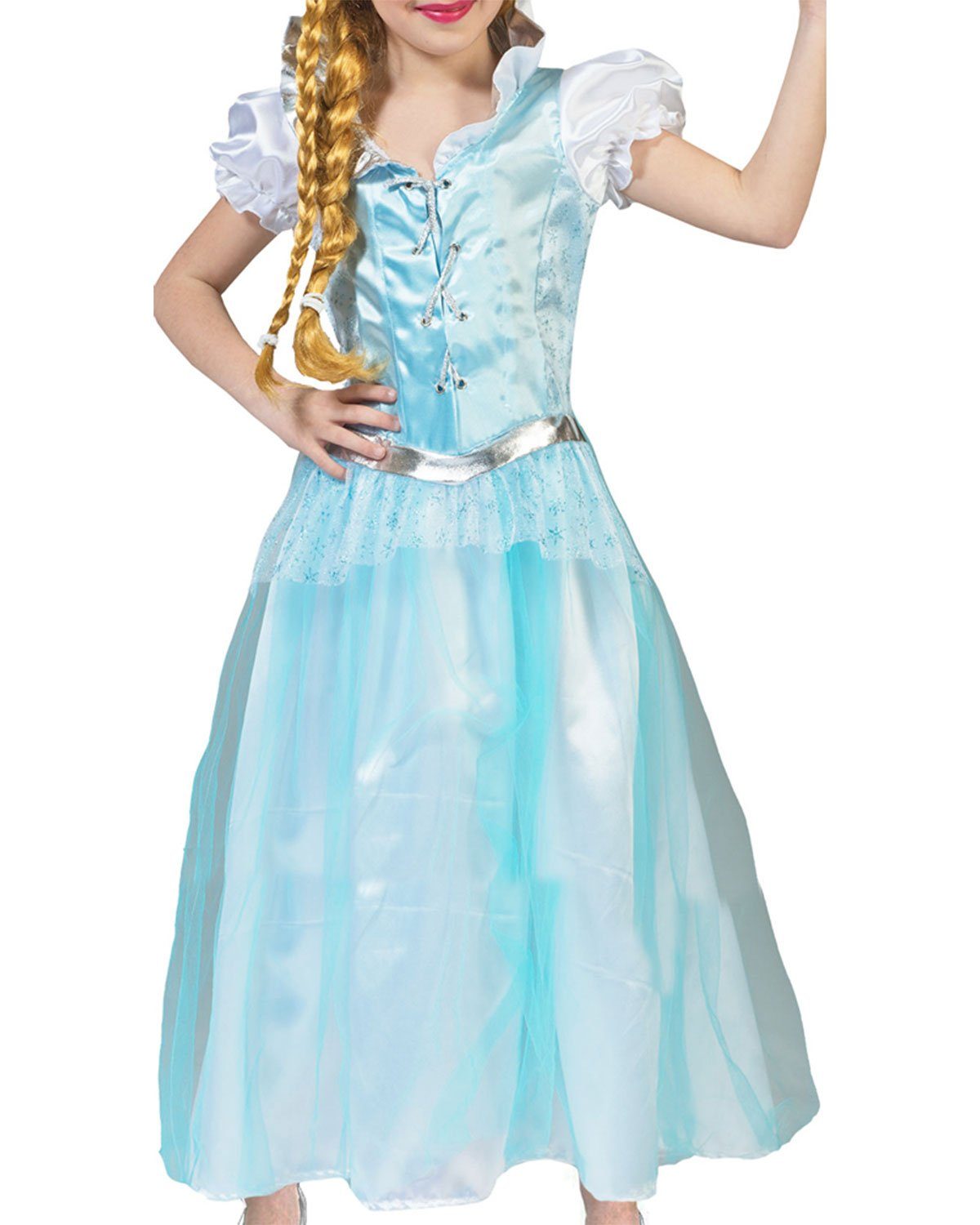 Funny Fashion Kostüm Eisprinzessin Kostüm 'Elsa' für Kinder, Hellblau