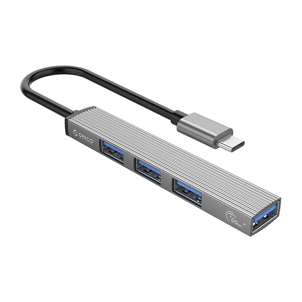 ORICO USB-Hub Verteiler HUB (4-in-1, USB-C, 4 Ports, USB 3.0, Aluminium)