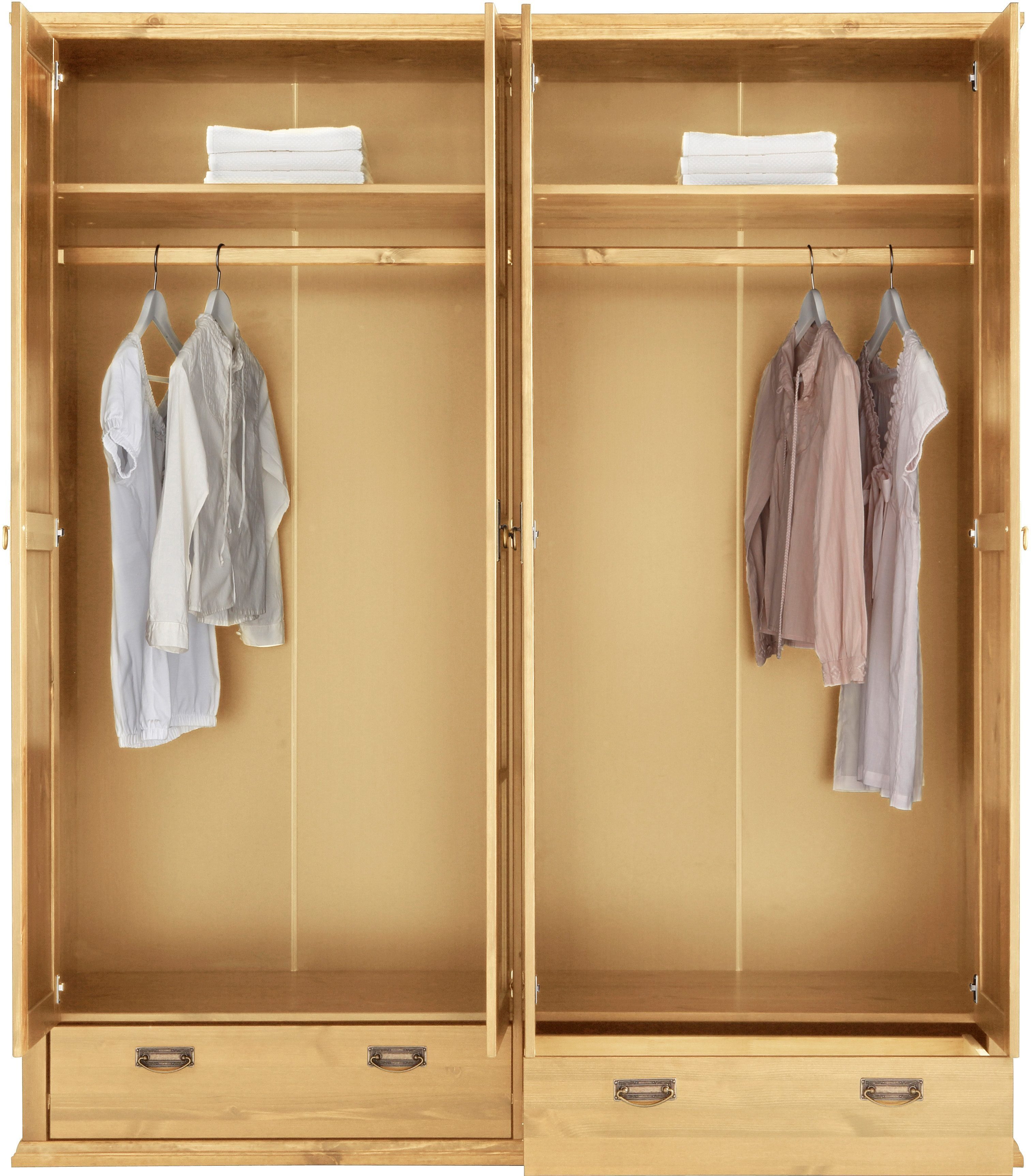 OTTO home Kleiderschrank Madrid (3 Breiten: 90/164/245 cm H/T ca.190/59 cm) aus massiver Kiefer, in 3 Breiten mit Spiegeltüren