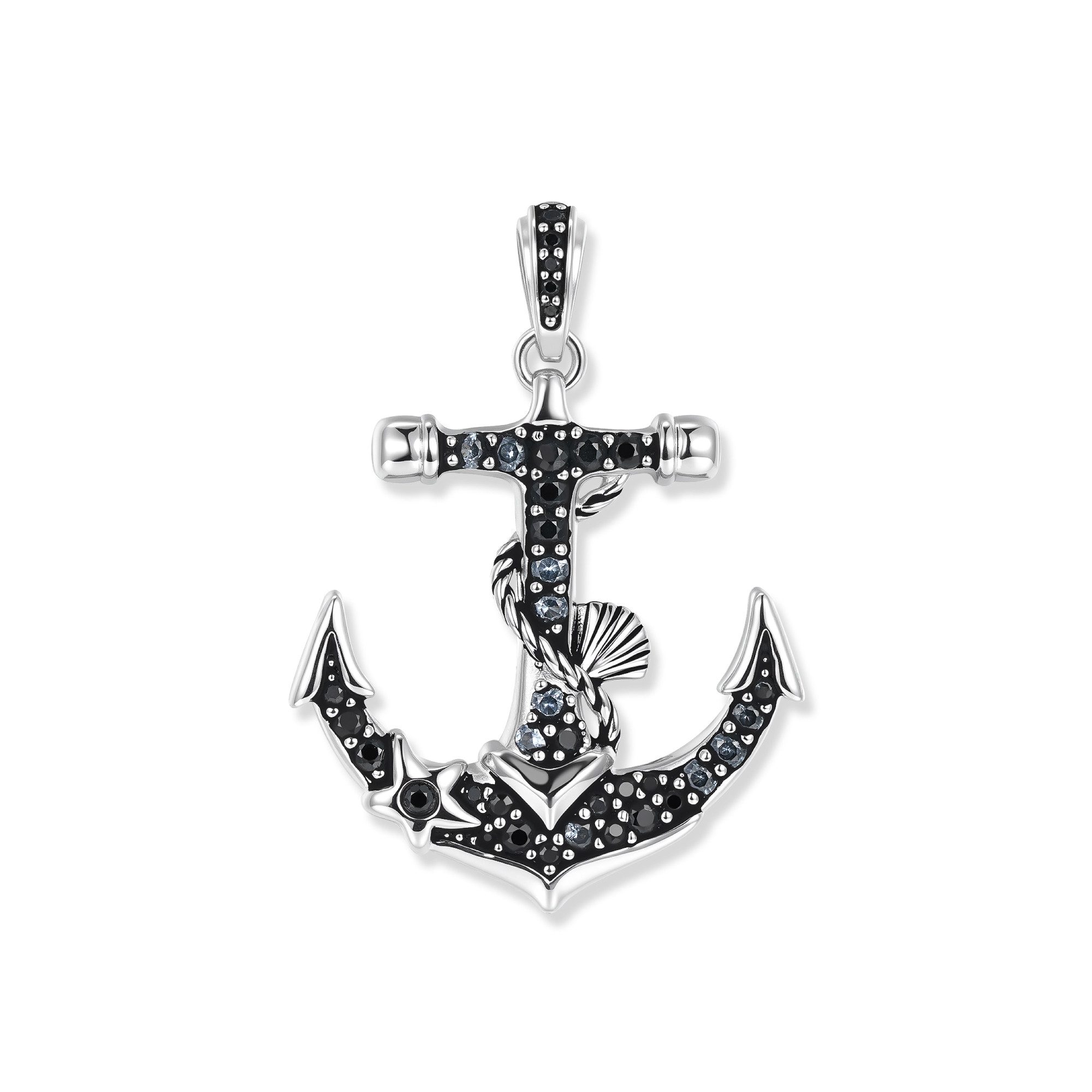 Seinerzeit FLORA & FAUNA Kettenanhänger Harbor Dark Anker Anhänger, Schmuck aus 925 Sterling Silber (Von der faszinierenden Welt der Ozeane und der maritimen Schönheit des Meeres inspirierter Damenschmuck – ein besonderer Begleiter im Alltag und zu besonderen Anlässen, 1-tlg., inkl. Geschenkverpackung für Frauen ob Freundin, Mutter, Ehefrau, Oma), rhodiniert, geschwärzt und Zirkonia-Steinen
