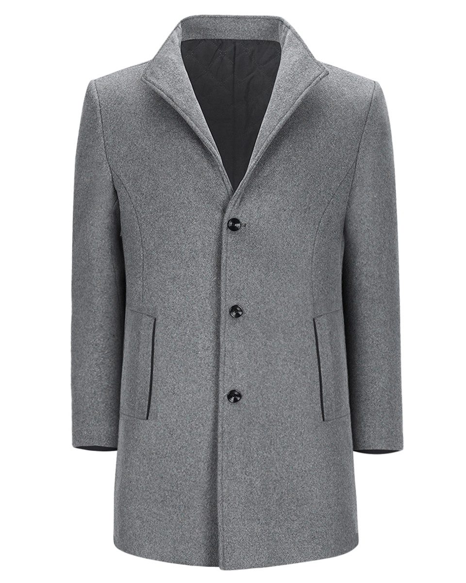 Allthemen Wollmantel mittellanger Wintermantel mit Stehkragen Herrenmantel günstig online kaufen