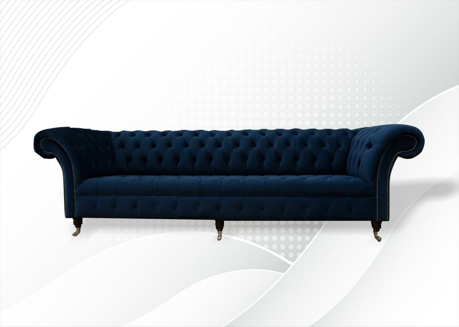 JVmoebel Chesterfield-Sofa Dunkelblauer 4-Sitzer luxus Chesterfield Möbel Neu, Made in Europe