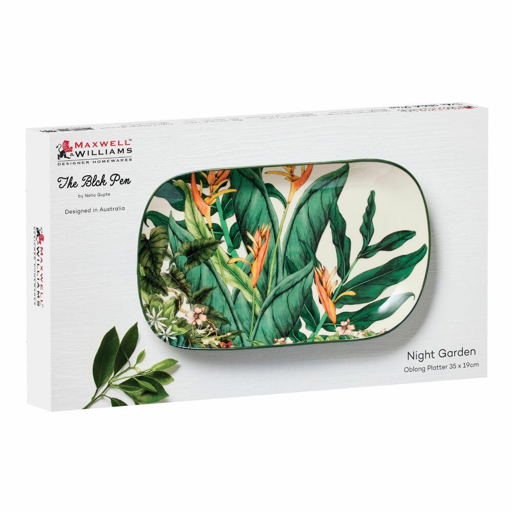 Maxwell & Williams Servierplatte Night Garden eckig 35 x 19 cm, Keramik