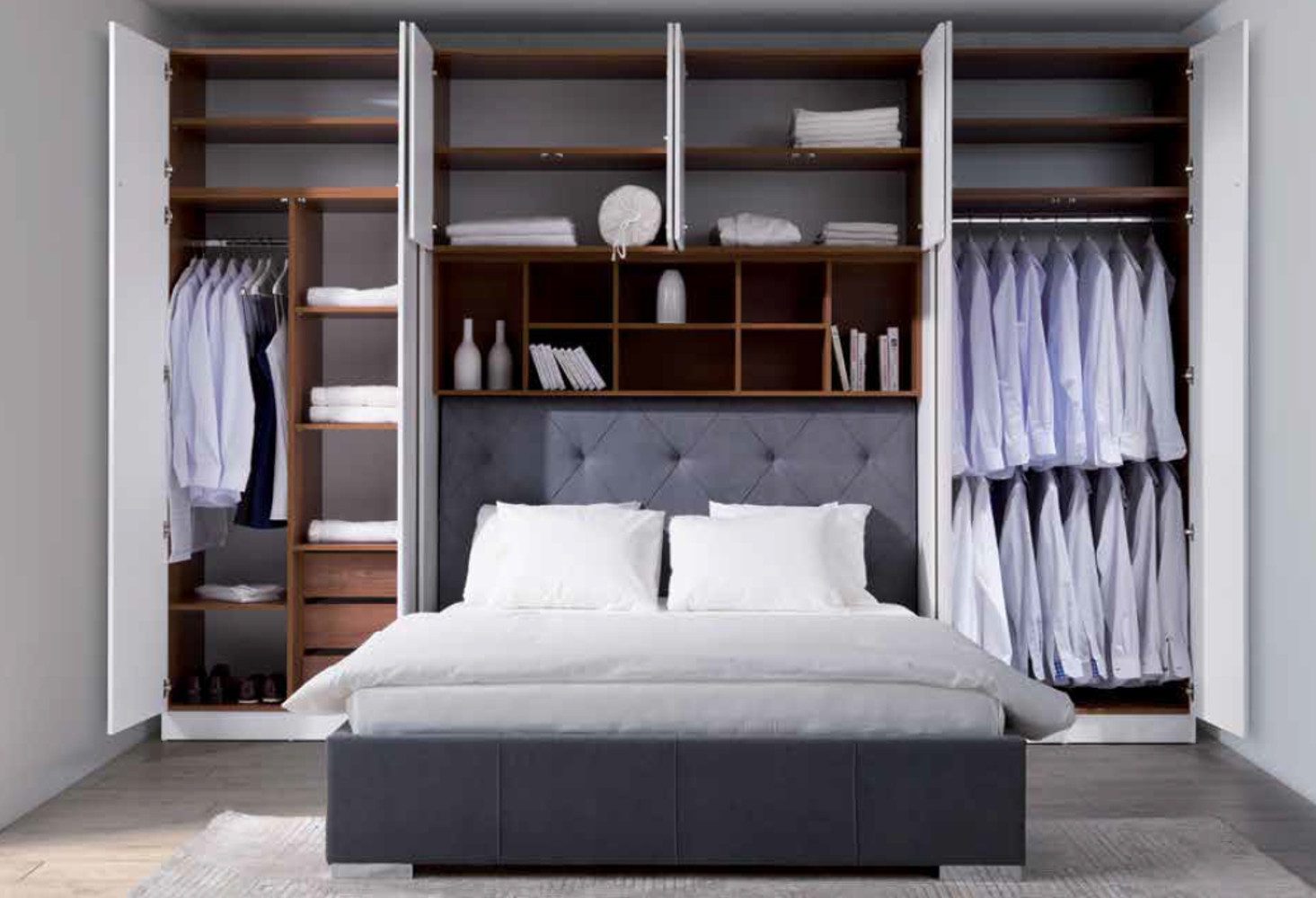 Xlmoebel Schlafzimmer-Set Multifunktionaler Kleiderschrank mit Bettfunktion und Polsterung, (Bett 4069424974508), Hergestellt in Europa