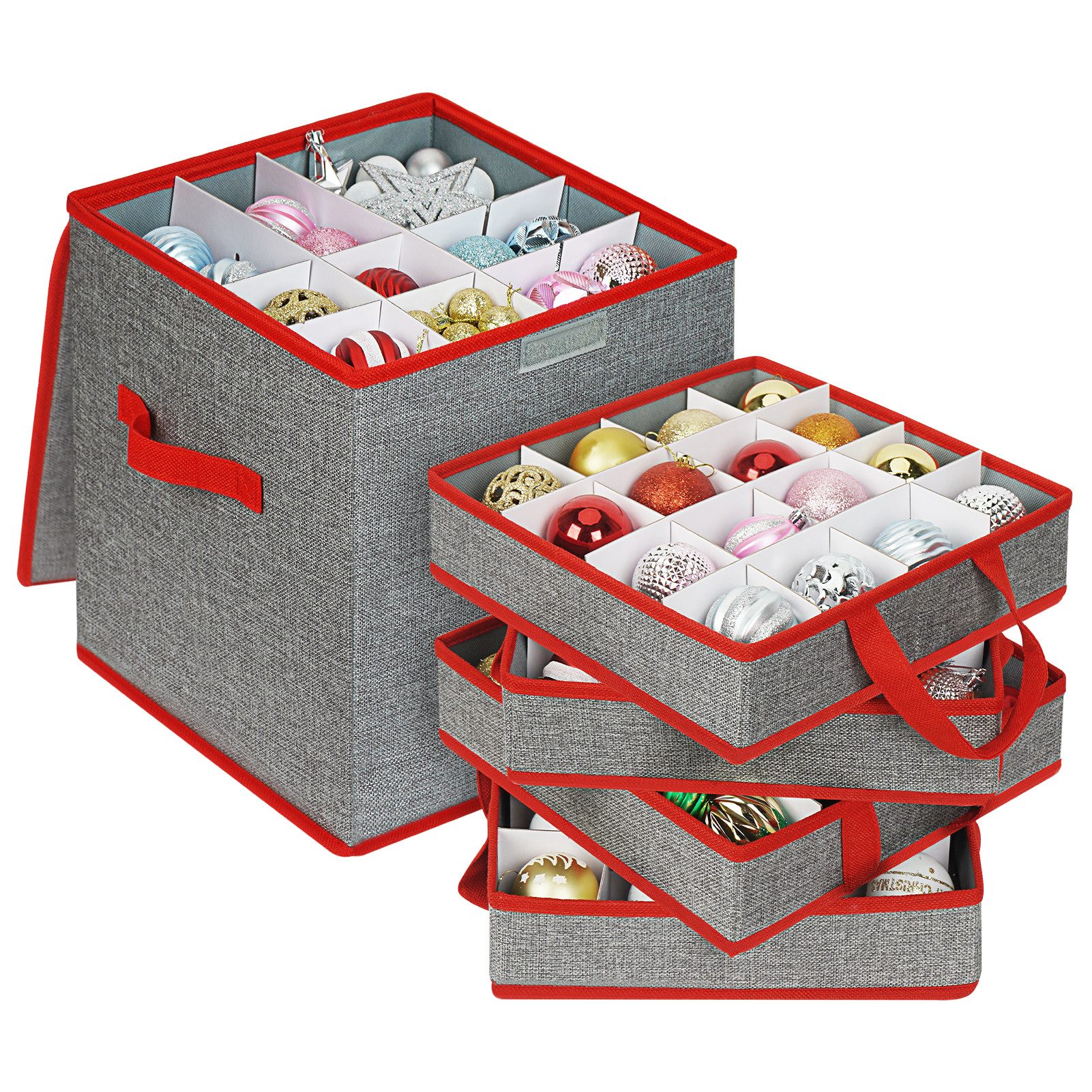 OSTWOLKE Aufbewahrungsbox für Weihnachtskugeln 64 Fächer Weihnachtskugeln A günstig online kaufen