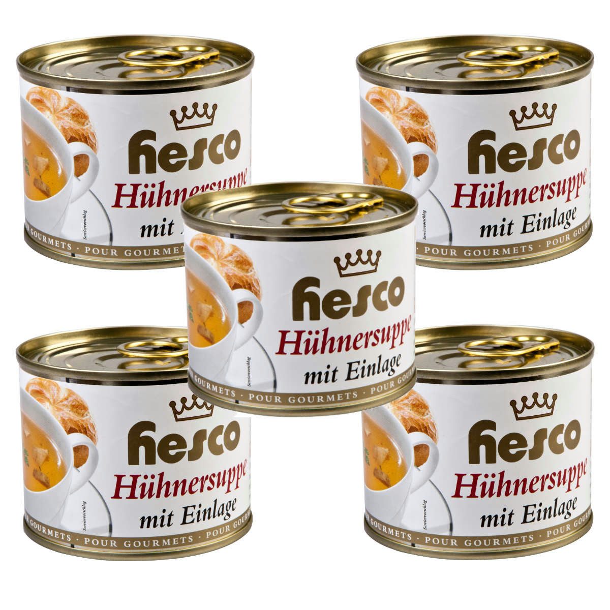Hesco Fertiggericht, Hesco klare Hühnersuppe mit Einlage Verzehrfertig 5 Dosen 1060ml
