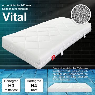 Kaltschaummatratze Vital, 18cm hohe Matratze mit 7 Zonen Kaltschaumkern, Matratzen Perfekt, 18 cm hoch, 7 Zonen Kaltschaumkern, widerstandsfähiger Doppeltuchbezug