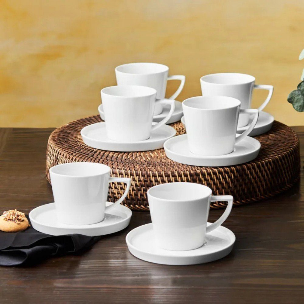 Karaca Kaffeeservice Karaca Salvare Teeservice Set Teetasse für 6 Personen 260 ml, Weiß