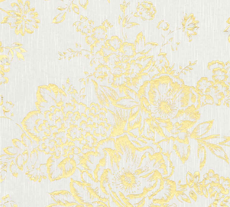 Architects Paper Textiltapete »Metallic Silk«, samtig, floral, glänzend, matt, Barocktapete Tapete Blumen