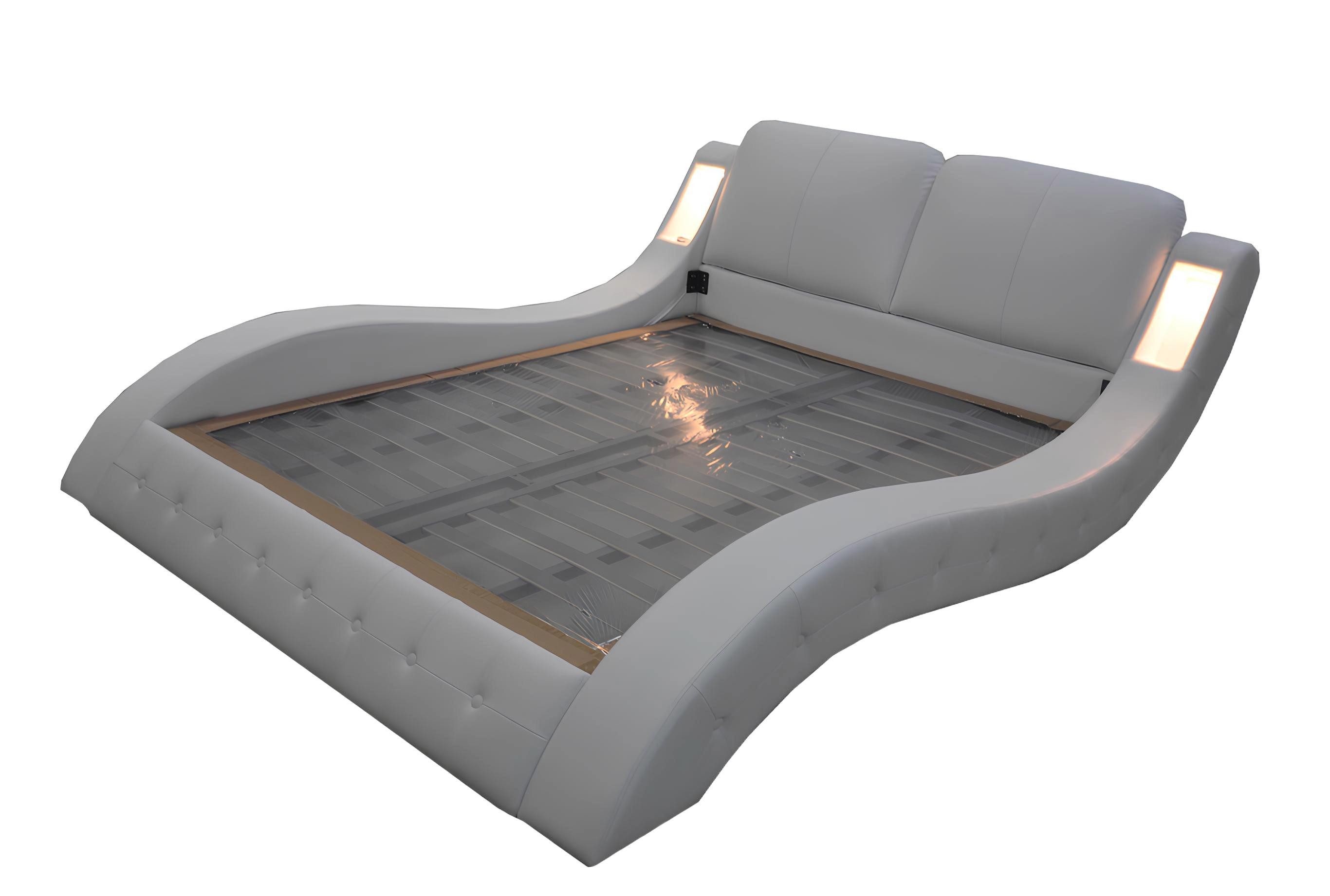 JVmoebel Polsterbett Luxus Polsterbett mit USB-Anschlüssen aus hochwertigem Leder (Bett "LB8824), Made in Europa