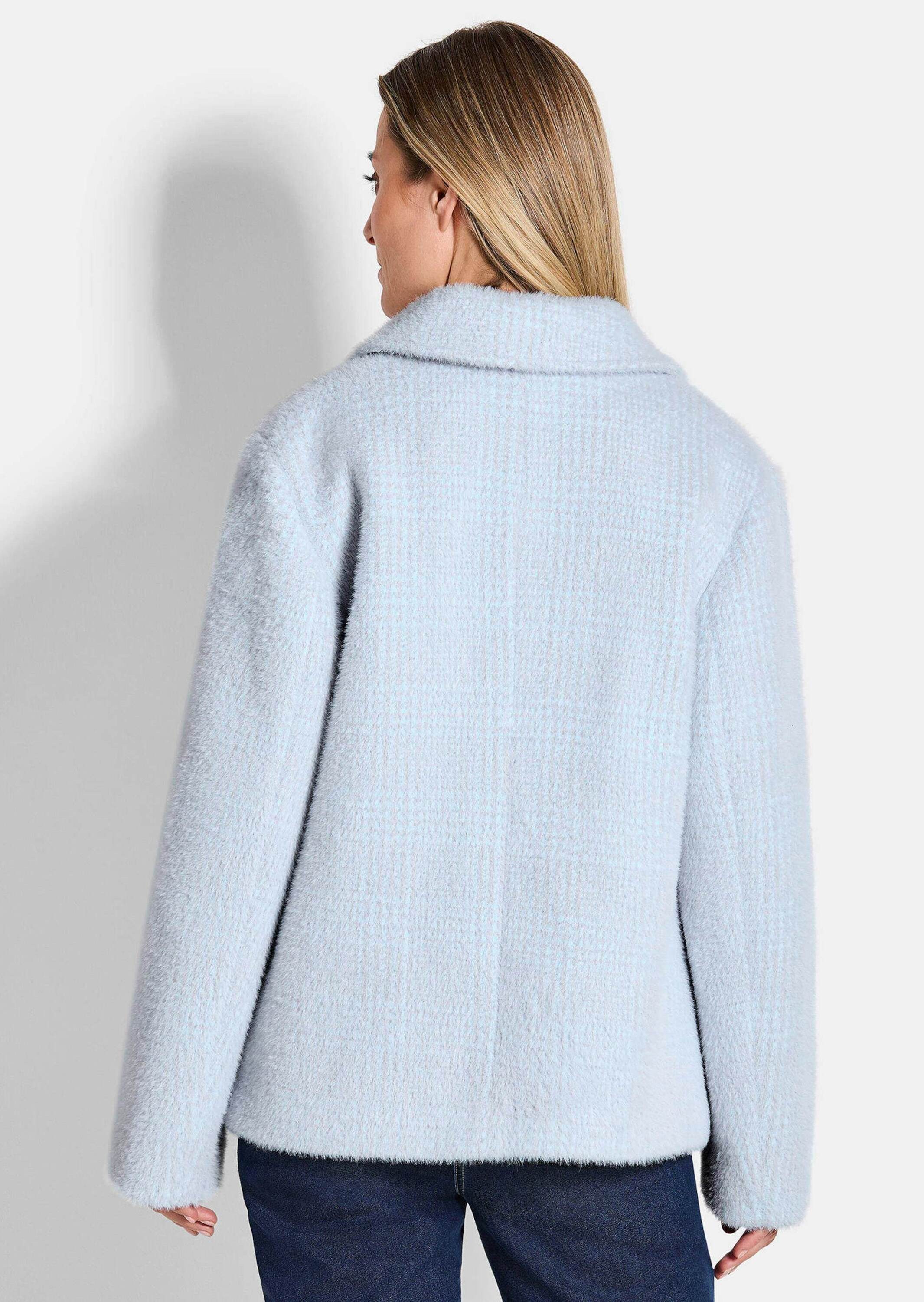 GOLDNER Outdoorjacke Flauschige Winterjacke mit Hemdkragen Karojacke mit Knopfleiste, Taschen und Langarm