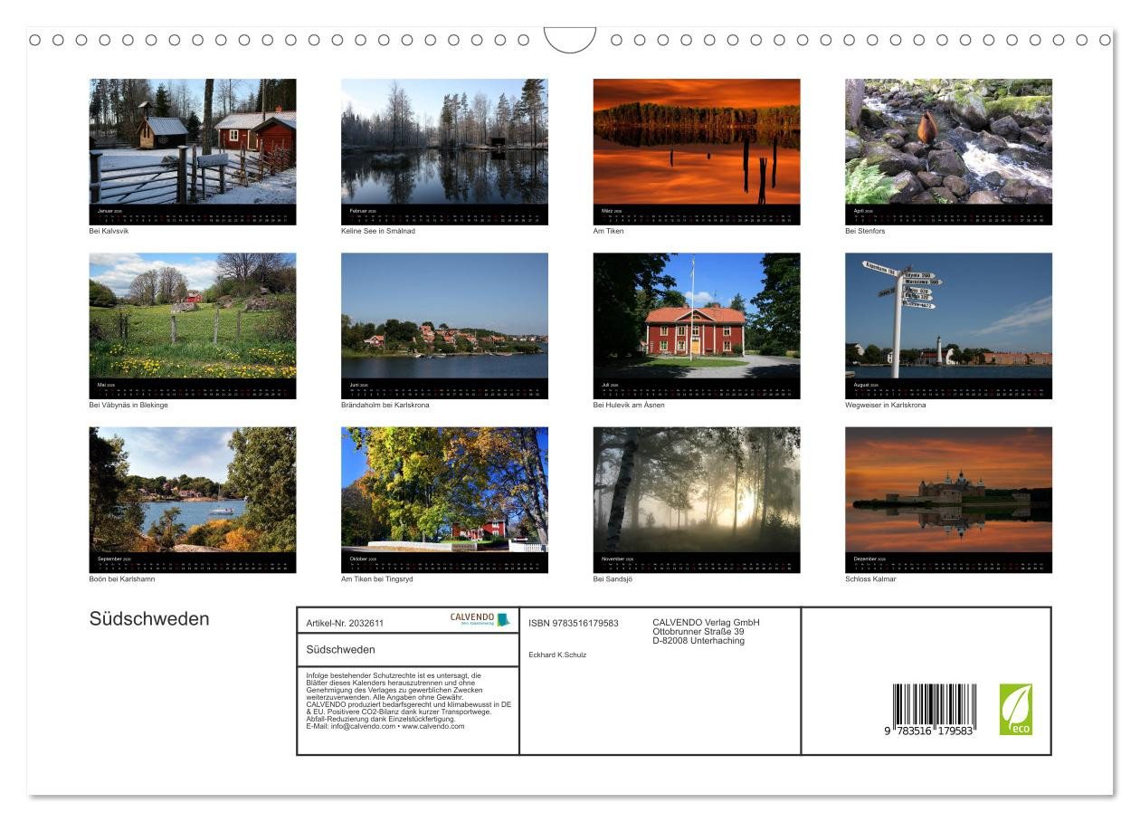 Thumbnail - CALVENDO Wandkalender Südschweden (Wandkalender 2026 DIN A3 quer), CALVENDO Monatskalender