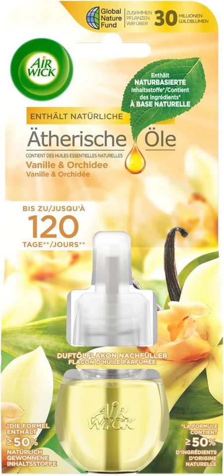 Thumbnail - Air Wick Duftöl Flakon Nachfüller Vanille & Orchidee 6 x 19ml (Jahresvorrat, 6-St., Lufterfrischer), mit würzig-blumigem...