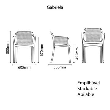 Tramontina Armlehnstuhl GABRIELA Stuhl (1 St), mit Armlehnen, leichtgewichtig, Fiberglas-Polypropylen, stapelbar