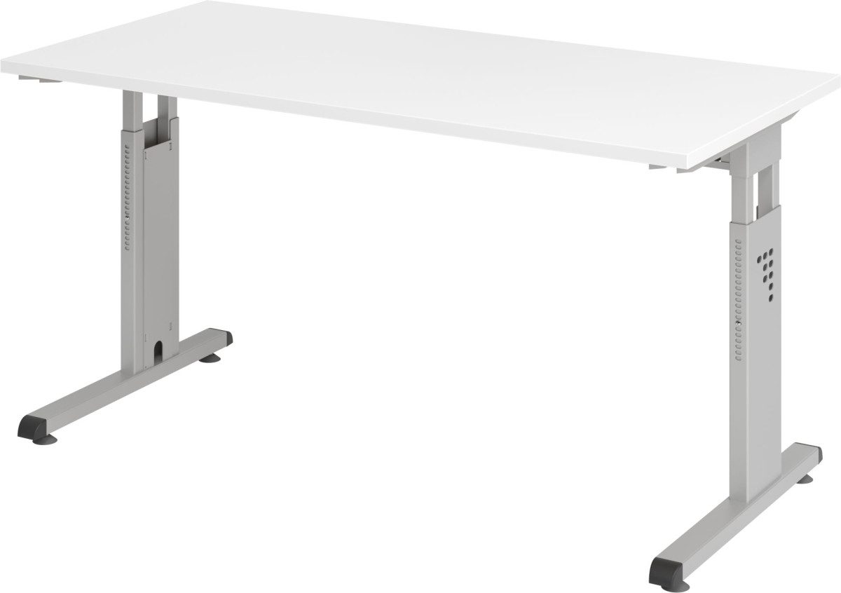 HAMMERBACHER Schreibtisch Schreibtisch C-Fuß 140x67cm Weiß/Silber