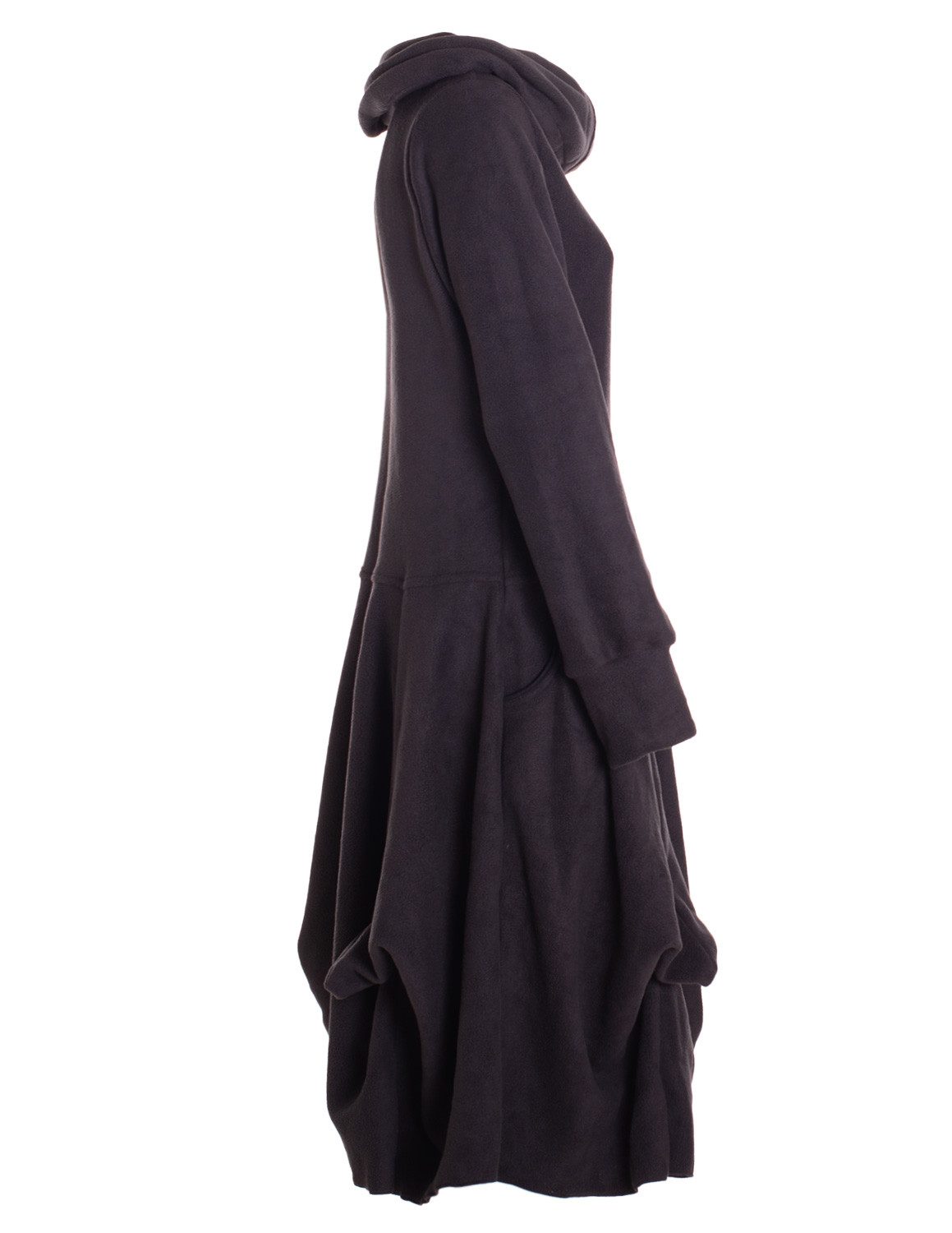 Vishes Ballonkleid Warmes Fleece Kleid mit Daumenlöchern und verstellbarem Schalkragen Alternative Bekleidung, Ethno, Hippie, Retro Style – Bild 3 von 4