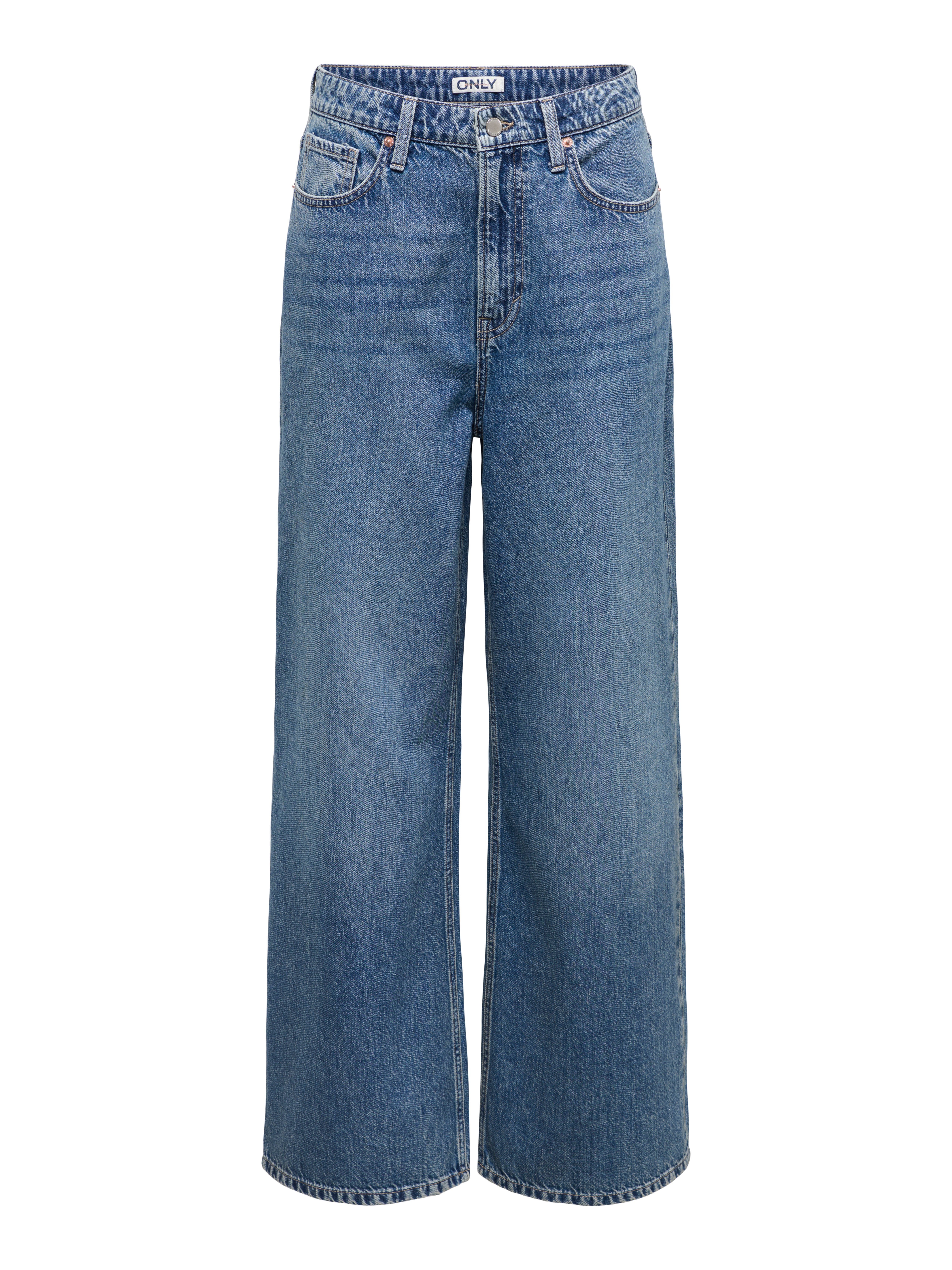 ONLY High-waist-Jeans ONLSILKY SOFT HW WIDE DNM PIM233 NOOS mittlere Waschung, hohe Leibhöhe, weite Beinform