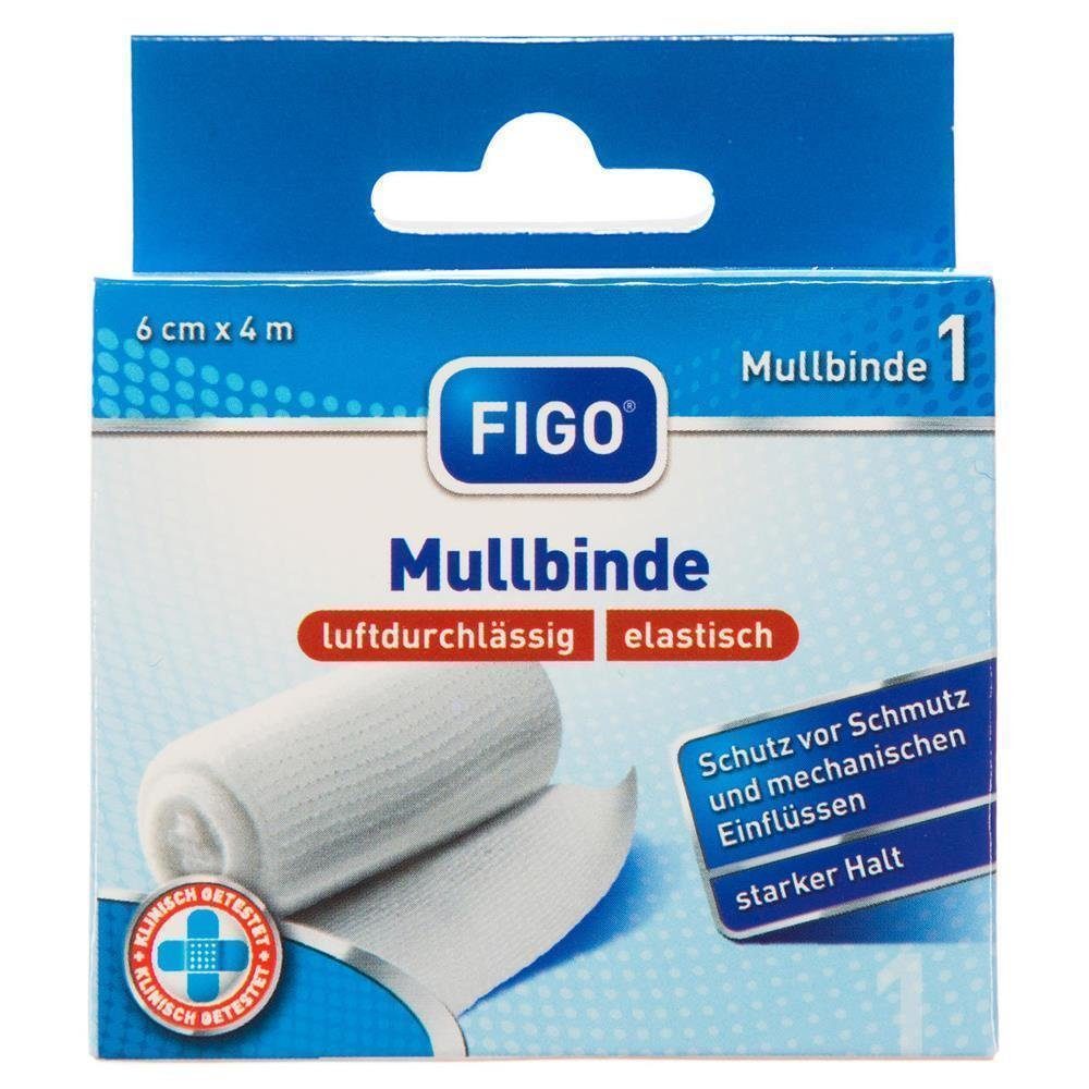 FIGO Bandage Mullbinde einzeln 6cm x 4m (Set, 1-tlg., elastische Fixierbinde), Mullbinde Fixierbinde Bandage Komfortverband