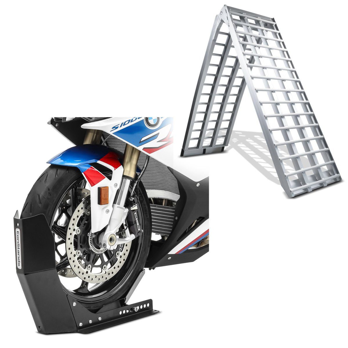 Auffahrrampe Motorrad Auffahrrampe Alu CS5 + Motorradwippe Easy Fix klappbar max. 6