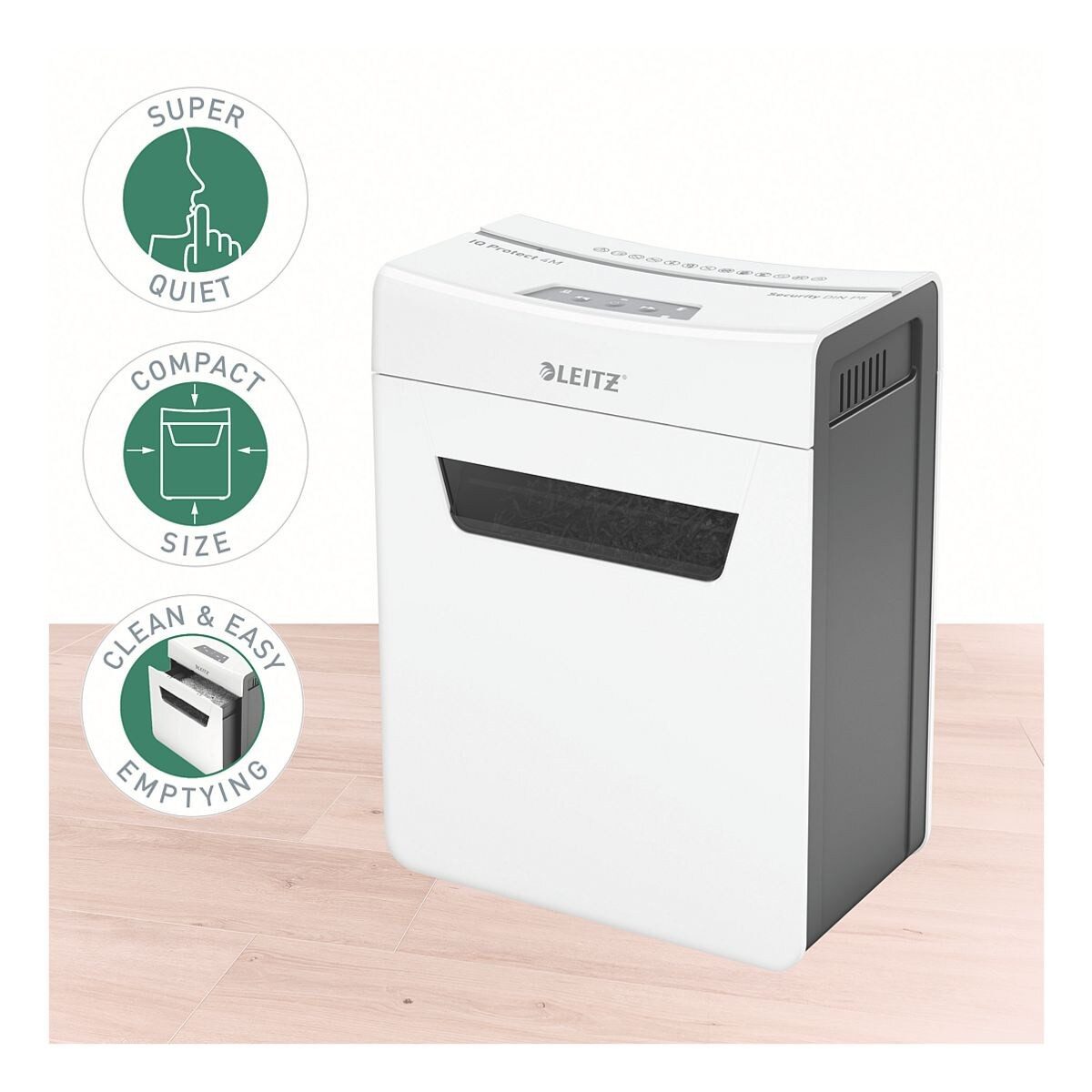 LEITZ Aktenvernichter IQ 4M Protect Premium, Mikroschnitt 2x15 mm, bis 4 Blatt, 14 Liter